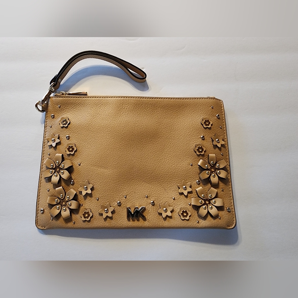 Michael Kors Medium Floral Embellished Leather Acorn Wristlet
